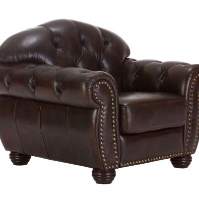 Armchair Chesterfield Hereford real leather brown