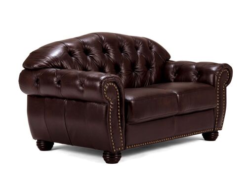 Sofa Chesterfield Hereford 2-Sitzer Echtleder braun