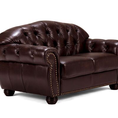 Sofa Chesterfield Hereford 2-seater real leather brown