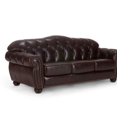 Sofa Chesterfield Hereford 3-seater real leather brown