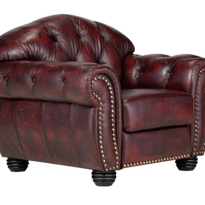 Poltrona Chesterfield Hereford in vera pelle rossa