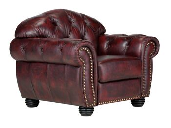 Fauteuil Chesterfield Hereford cuir véritable rouge 1