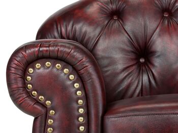 Fauteuil Chesterfield Hereford cuir véritable rouge 2