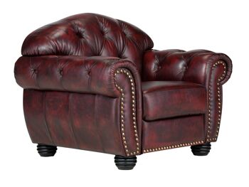 Fauteuil Chesterfield Hereford cuir véritable rouge 6
