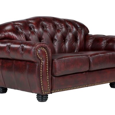Sofa Chesterfield Hereford 2-seater genuine leather red