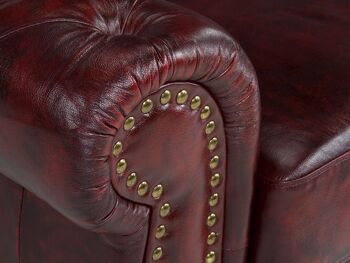 Canapé Chesterfield Hereford 2 places cuir véritable rouge 2