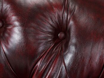 Canapé Chesterfield Hereford 2 places cuir véritable rouge 3