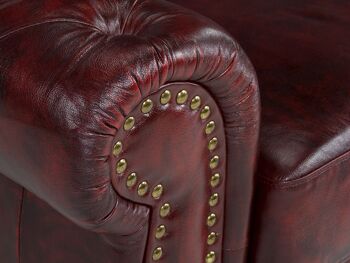 Canapé Chesterfield Hereford 2 places cuir véritable rouge 5