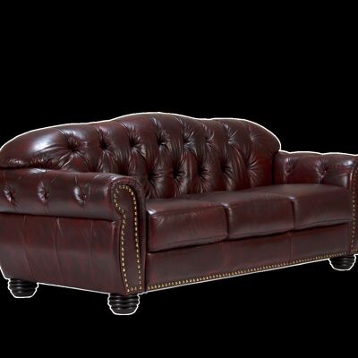 Sofa Chesterfield Hereford 3-seater genuine leather red