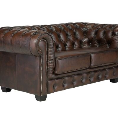 Sofa Chesterfield Big 2-seater real leather brown