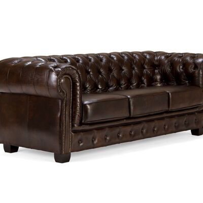 Sofa Chesterfield Big 3-seater real leather brown