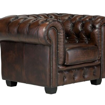 Armchair Chesterfield Big real leather brown