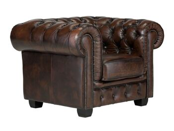 Fauteuil Chesterfield Big cuir véritable marron 1