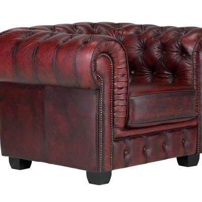 Sillón Chesterfield Big cuero real rojo