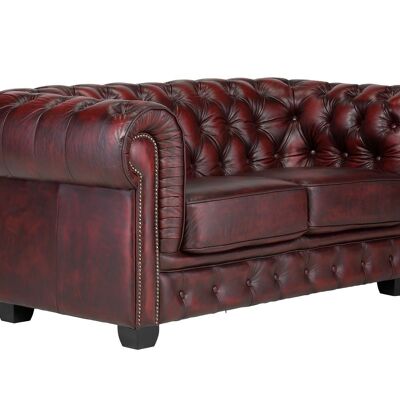 Sofa Chesterfield Big 2-seater real leather red