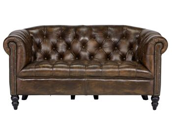 Canapé Chesterfield Shelford 2 places brun antique 4