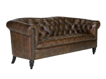 Canapé Chesterfield Shelford 3 places marron antique 3