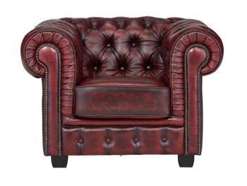 Grand canapé Chesterfield rouge 2
