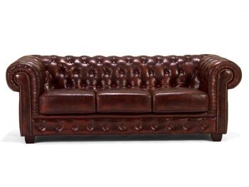 Grand canapé Chesterfield rouge 4
