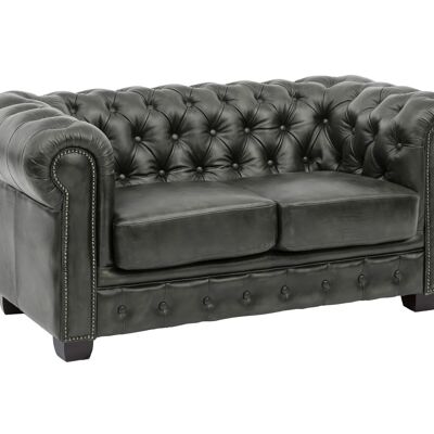 Sofa Chesterfield 2-seater real leather green