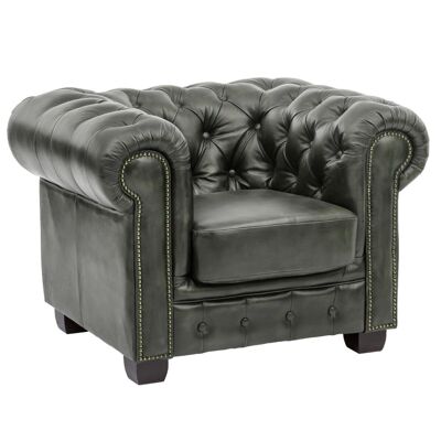 Armchair Chesterfield real leather green