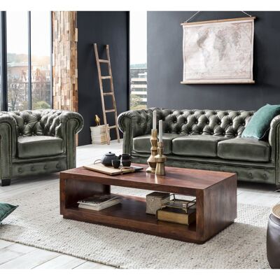 Ensemble canapé Chesterfield vert antique