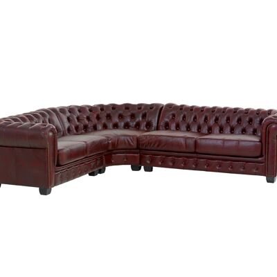 Sofá rinconera Chesterfield cuero genuino I rojo