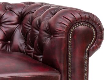 Canapé d'angle Chesterfield cuir véritable rouge 2