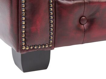 Canapé d'angle Chesterfield cuir véritable rouge 4