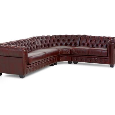 Corner sofa Chesterfield real leather II red
