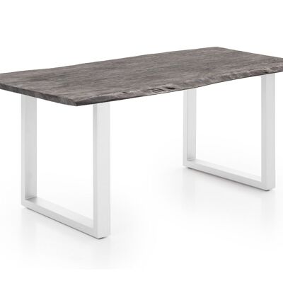 Mesa de comedor Bullwer gris-blanco 200x100 cm