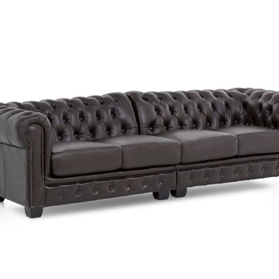 Sofa Chesterfield 4-seater real leather brown