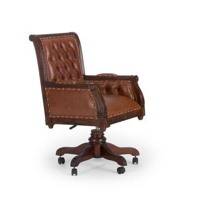 Chaise de bureau Cambridge cuir véritable brun