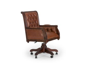 Chaise de bureau Cambridge cuir véritable brun 1