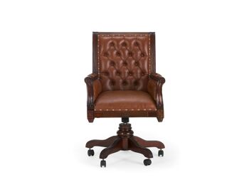 Chaise de bureau Cambridge cuir véritable brun 2