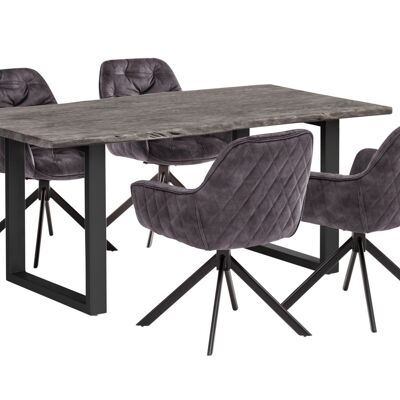 Mesa de comedor Bullwer con 4 sillas Carlton gris