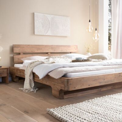 Wooden bed Madras acacia brushed 180x200 cm