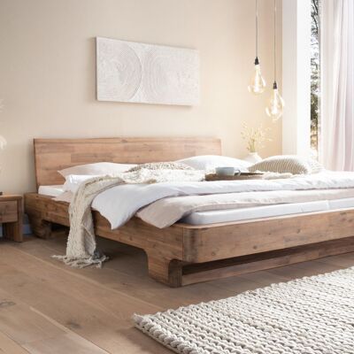 Wooden bed Sendai brushed acacia 140x200 cm