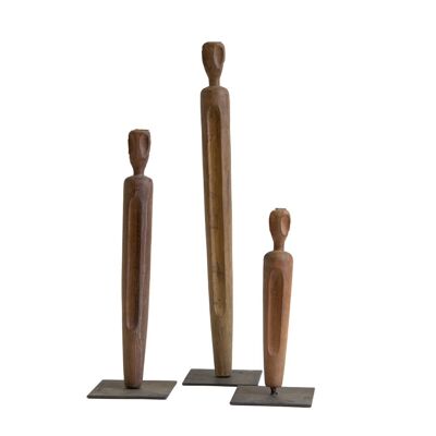 Set di 3 statuette in legno