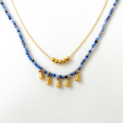 Collier double Stone Bleu