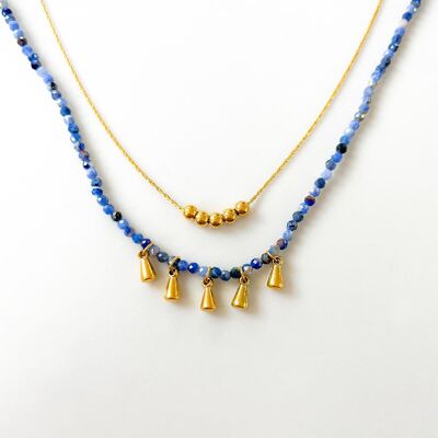 Double necklace Stone Blue