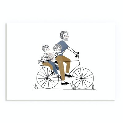 Affiche Balade à Vélo Papa et ses 2 Garçons