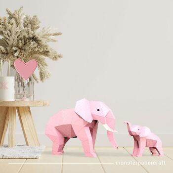 Kit DIY Eléphants Maman & Bébé - Rose 1