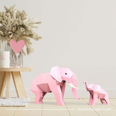 DIY Kit Elefanten Mama & Baby - Rosa