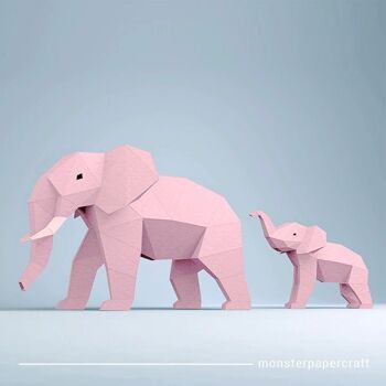 Kit DIY Eléphants Maman & Bébé - Rose 2