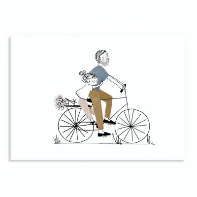 Papa-Tochter-Fahrrad-Fahrt-Plakat