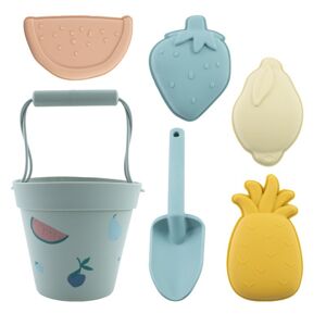 Ensemble de jouets de plage | enfants | silicone | seau | écope | bleu