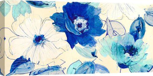 Quadro su tela di qualità museale con fiori blu: Kelly Parr, Fiori astratti