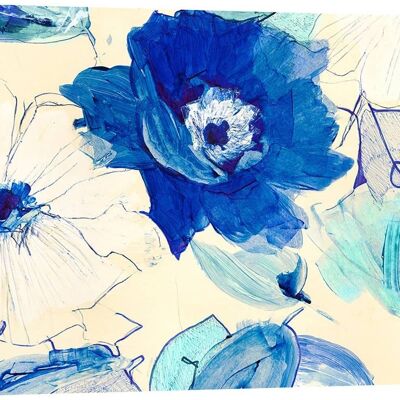 Toile de qualité musée des fleurs bleues : Kelly Parr, fleurs abstraites