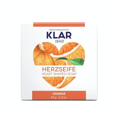 Heart Soap Orange 65g, Cosmos certified (palm oil free), sales unit 18 pieces